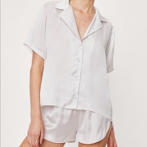 Nastygal | Champagne satin pj set with scrunchie